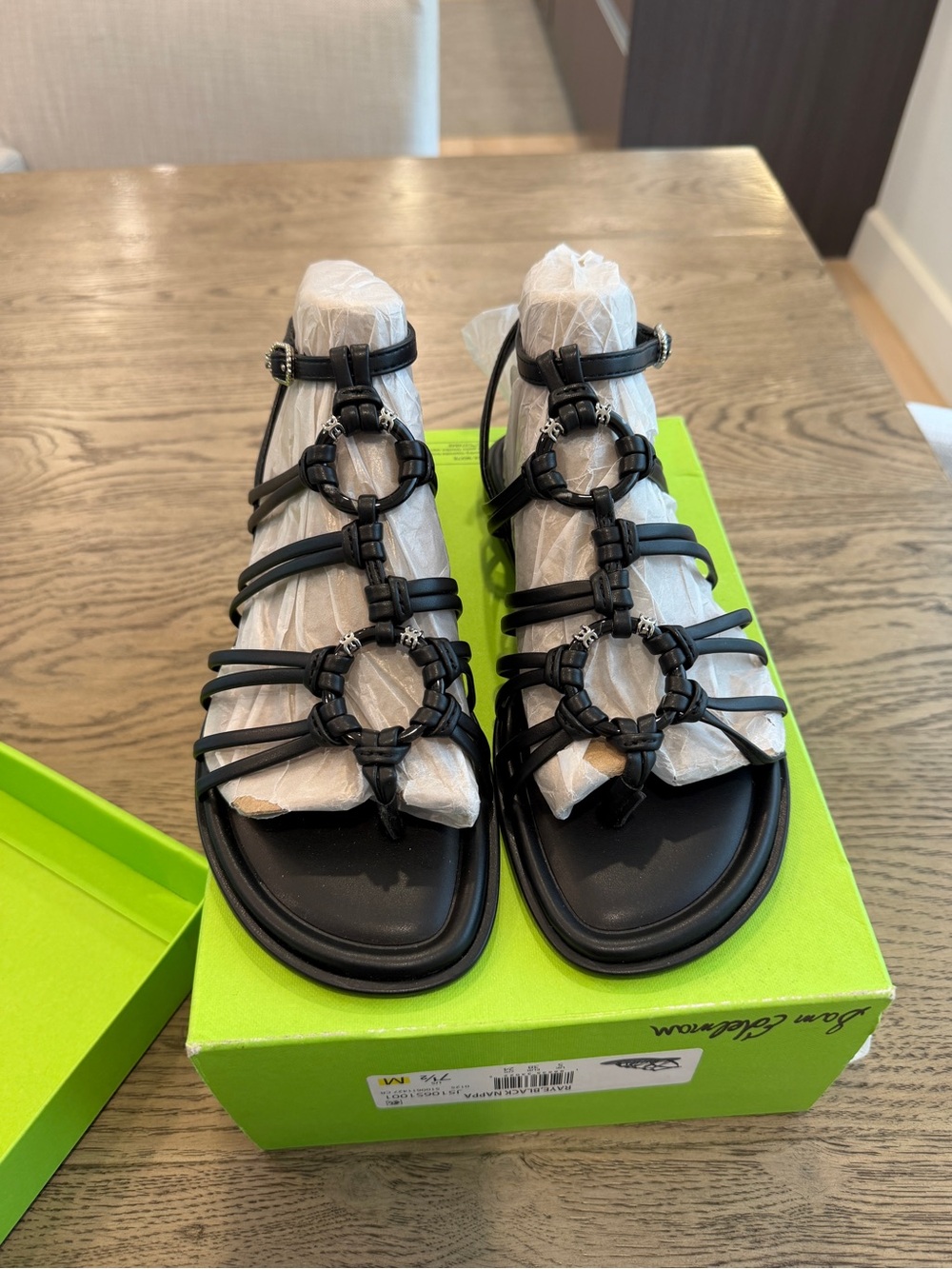 Sam Edelman Black Multi-Strap Ring Gladiator Sandals
